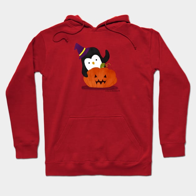 Penguin Witch and Halloween Pumpkin Hoodie by thepenguinsfamily